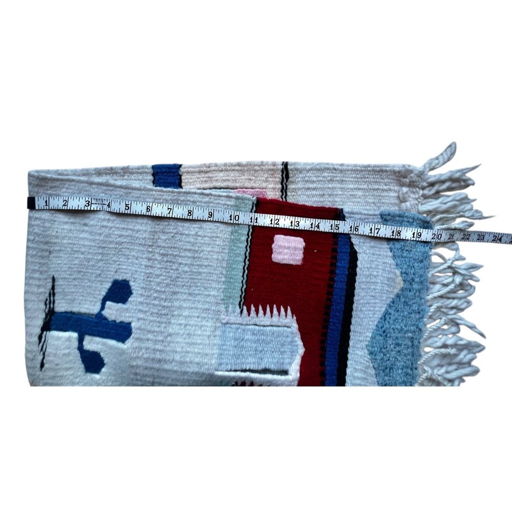 Handwoven Cotton Wool Southwestern-Style Wall Hanging Or Rug With Cactus & Villa - Picture 5 of 10